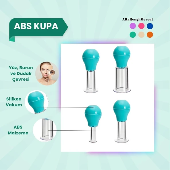 Silikon Vakumlu ABS Plastik Yüz Masaj Kupası 4'lü Set Yeşil ürün görseli 1