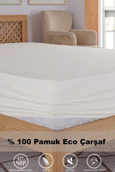 Penye Lastikli Çarşaf, 160x200 Çift Kişilik %100 Pamuk Örme Kumaş, 145 gr/m2 ürün görseli 1
