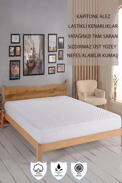 Kapitone Fitted Su Sıvı Geçirmez Yatak Koruyucu Alez ürün görseli 1