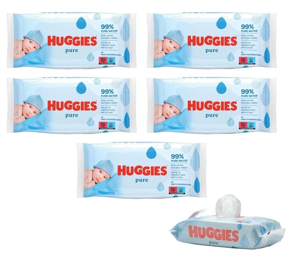 Huggies Pure Yenidoğan Hassas Islak Havlu 72 Yaprak 5'li Paket (432 Yaprak) ürün görseli 1