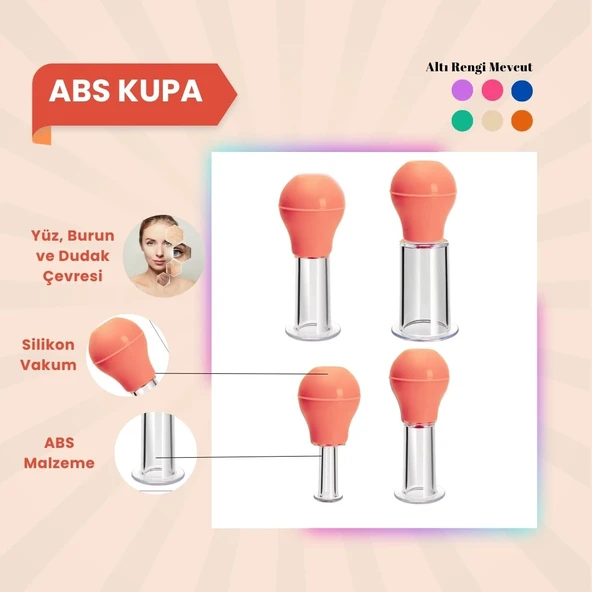 Silikon Vakumlu ABS Plastik Yüz Masaj Kupası 4'lü Set Turuncu ürün görseli 1
