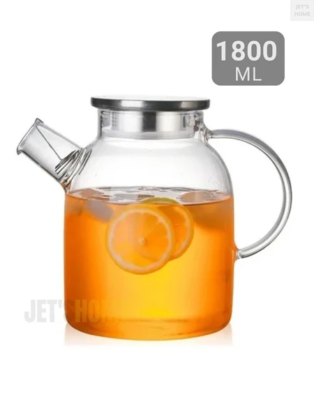 Cam Demlik Isıya Dayanıklı Demlik Çelik Vakumlu Kapak 1800 ml ürün görseli 1