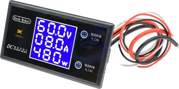 Dc 0-100V 10A Digital Voltmetre Ampermetre ve Wattmetre Deekrobot 0-1000W Mavi LCD ürün görseli 1