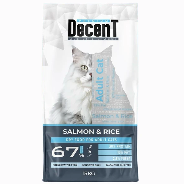 Decent Sensitive Cat Yetişkin Kedi Maması 15 Kg Somonlu ve Pirinçli ürün görseli 1