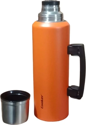 Cooker 1.5 Litre Kulplu Paslanmaz Çelik Termos Turuncu Renk ürün görseli 1