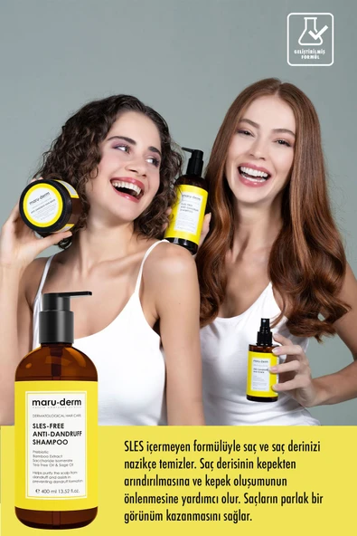 Maru.Derm Kepeğe Karşı Etkili Sülfatız Şampuan 400 ML | Normal/Yağlı Saçlar | Sülfatsız,Tuzsuz,Vegan Şampuan ürün görseli 1