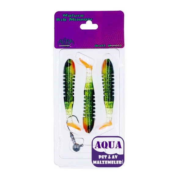 Albastar Natura Rib Minnow Sahte Balığı 5 gr 9 cm 3'lü Paket 1 Jig Head İğne - Levrek Turna At Çek Sahte Silikon Yem 02 ürün görseli 1