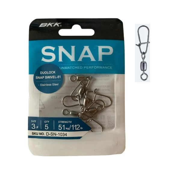 BKK Duolock Snap Swivel-51 Klipsli Fırdöndü No:3 (5'LİPaket) ürün görseli 1