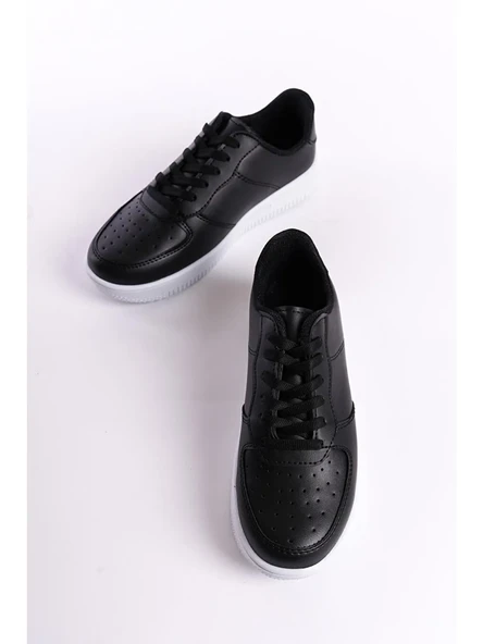 Siyah Klasik Düz Kadın Sneaker - Resim 3