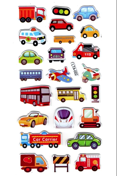 Sticker Kabartmalı Stiker Çıkartma Etiket (LTA002)-18x9 cm- iş makina arabalar ürün görseli 1
