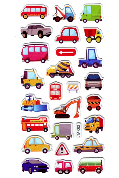 Sticker Kabartmalı Stiker Çıkartma Etiket (LTA003)-18x9 cm- iş makinası araba ürün görseli 1