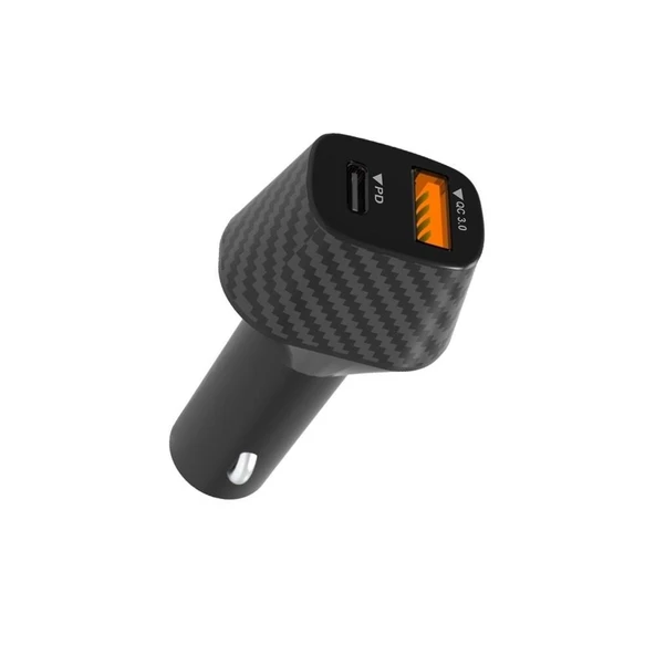 PDAteknoloji Yetty 38W USB + PD 3.0A Hızlı Araç Şarj Aleti Siyah YC-10 (Yerli Üretim) ürün görseli 1