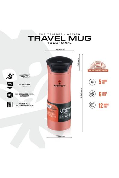 Travel Mug Termos Bardak 0.47 lt- Mercan ürün görseli 1