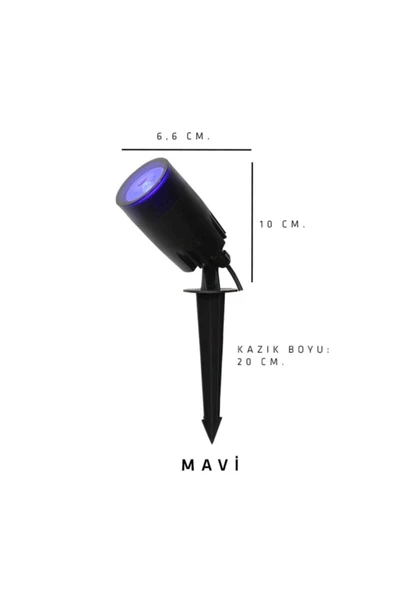 Ucuz Geldi Çim Bahçe Duvar Aydınlatma Armatürü Kazıklı Ve Rozanslı Spot Mavi + Ampul Dahil ürün görseli 1