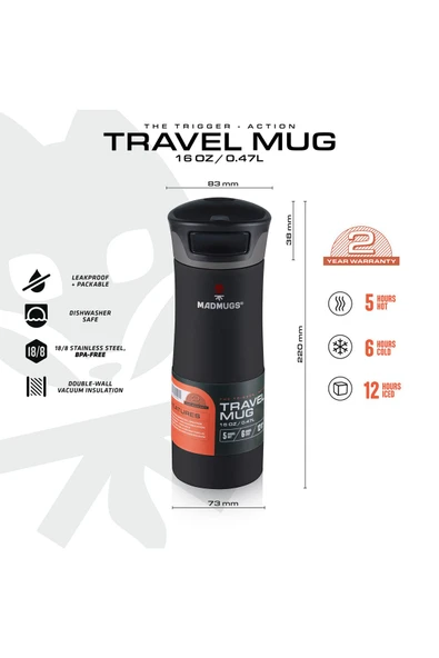 Travel Mug Termos Bardak 0.47 lt Black ürün görseli 1