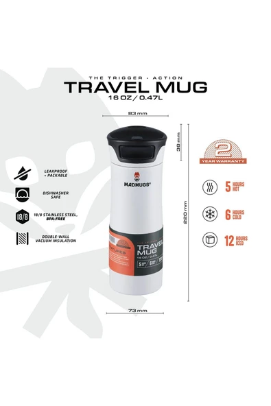 Travel Mug Termos Bardak 0,47lt-beyaz ürün görseli 1