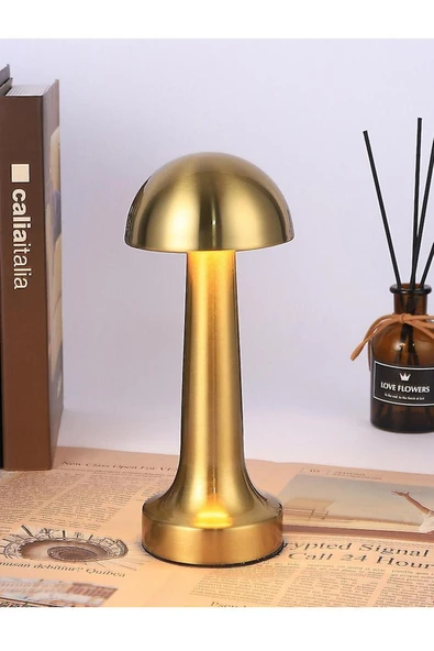 Ucuz Geldi Şarjlı Masa Lambası Dimmerli Dekoratif Abajur Cata Lizbon Gold Dokunmatik Sunum Lambası 3 Renk Modu ürün görseli 1