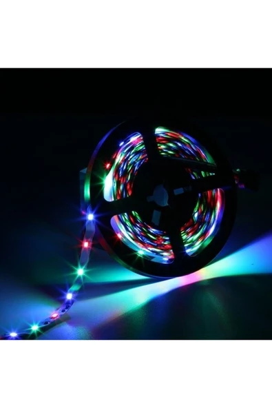 Ucuz Geldi RGB Animasyonlu Şerit LED 5 Mt Kendinden Trafolu Renk Değiştiren Kumandalı Çok Renkli Rgb Şerit Led ürün görseli 1
