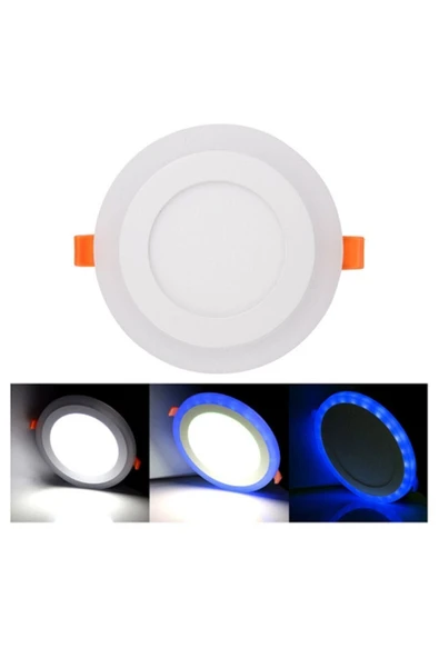 Ucuz Geldi 2 Adet Çift Renkli Hero Led Panel 3+3 Watt Dış Çapı 10 Cm Mavi-beyaz Iki Renkli Tavan Spot Lambası ürün görseli 1