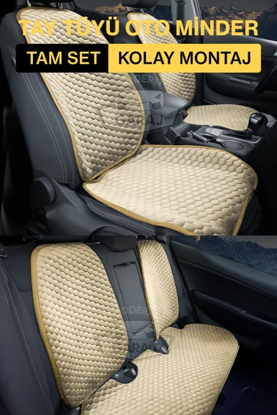 Fiat Egea , Linea, Albea , Punto, Palio Uyumlu Ön Arka Tay Tüyü Koltuk Minderi Krem -7 Parça- ürün görseli 1