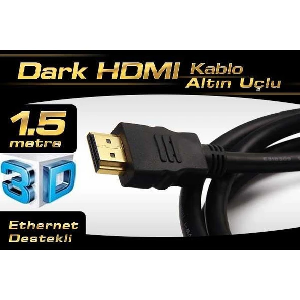 DARK 1,5mt HdmI 4k / 3d DESTEKLI ALTIN UCLU KABLO ürün görseli 1