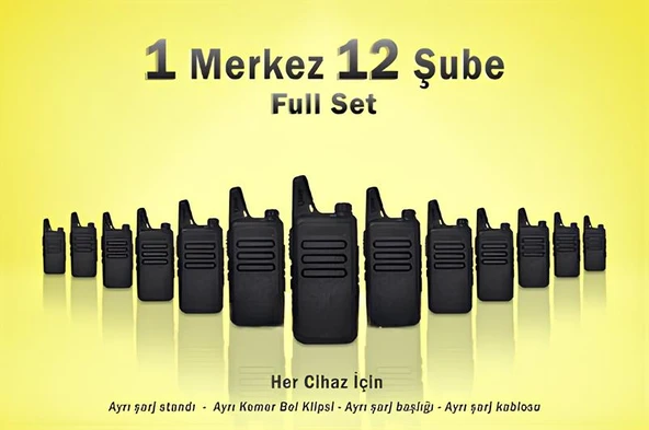 Çaycı Telsizi Seti 1 Merkez 12 Şube Lisanssız PMR446 El Telsizi Full Set Kafe Restoran Otel Garson İletişim Telsizi ürün görseli 1