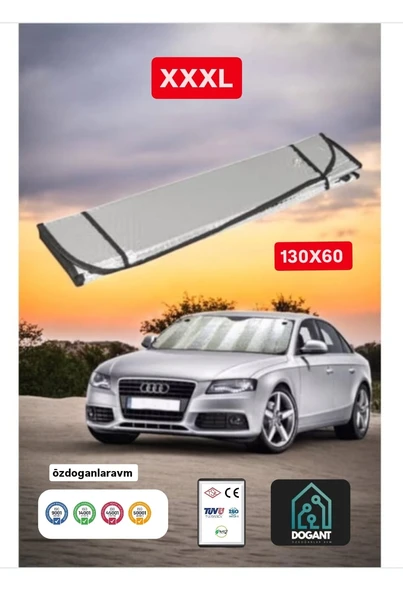Oto Araç Araba Güneşliği Ön Cam Güneşliği Parlak Güneşlik Koruyucu Perde Metalize 130x60 Cm ürün görseli 1