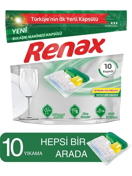 RENAX Bulaşık Makinesi Kapsülü Hepsi Bir Arada 10 Lu ürün görseli 1