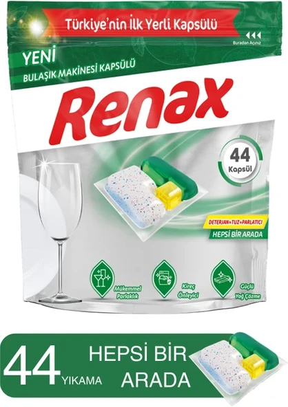 RENAX Bulaşık Makinesi Kapsülü Hepsi Bir Arada 44 Lü ürün görseli 1
