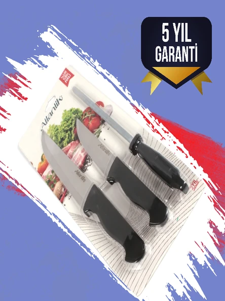 ATLANTİK  Kurban Bıçak Seti Masatlı 3 Parça - 5 Yıl Garantili ürün görseli 1