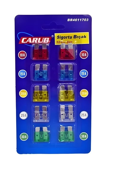Carub Oto Araba Standart Bıçak Sigorta Seti 10'Lu ürün görseli 1