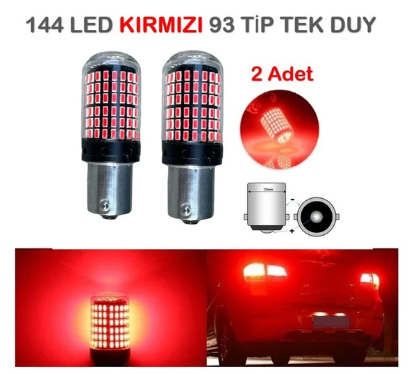 2 Adet 144 Led Kırmızı Renk 93 Tip Tek Duy Stop Ampulü ürün görseli 1