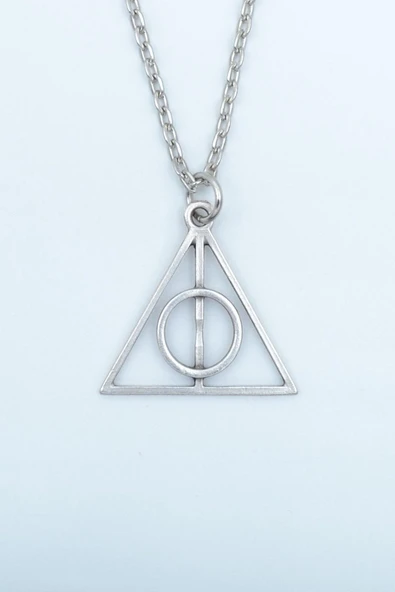Harry Potter Ölüm Yadigarları Üçgen Gümüş Kaplama Düz Zincir Kolye ürün görseli 1