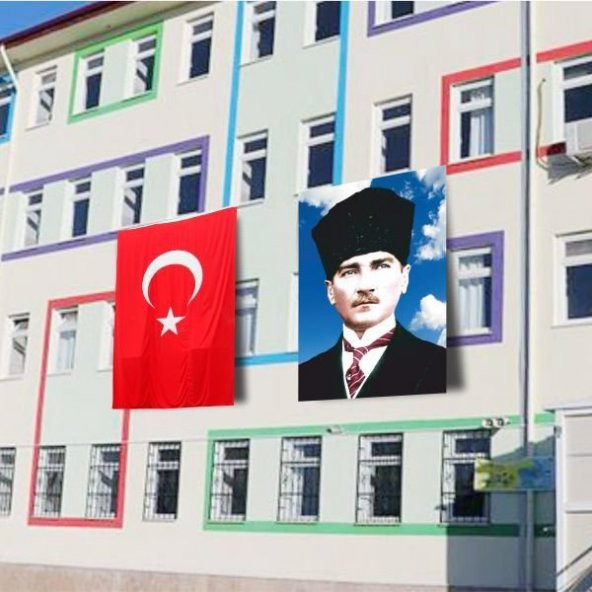 Atatürk Posteri ve Türk Bayrağı Raşel Kumaş 150x225 cm -4 ürün görseli 1