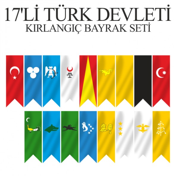 17'li Türk Devletleri Kırlangıç Bayrak Seti 50x150 ürün görseli 1