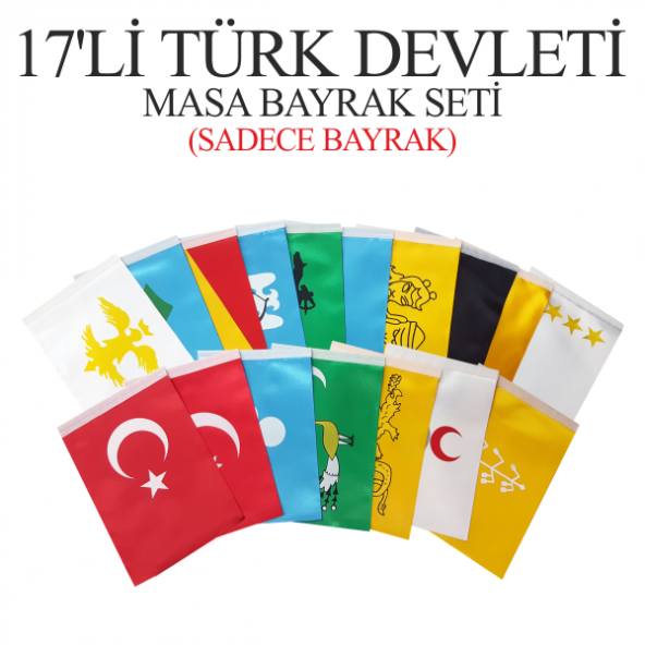 17'li Türk Devletleri Masa Bayrağı Seti 15x22,5( Sadece Bayrak) ürün görseli 1