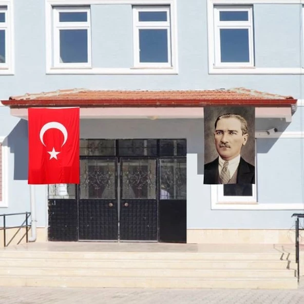 Atatürk Posteri ve Türk Bayrağı Raşel Kumaş 100x150 cm -3 ürün görseli 1