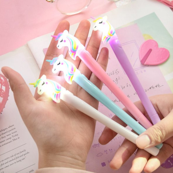 Işıklı Unicorn Jel Mürekkep Kalem Hediyelik ürün görseli 1