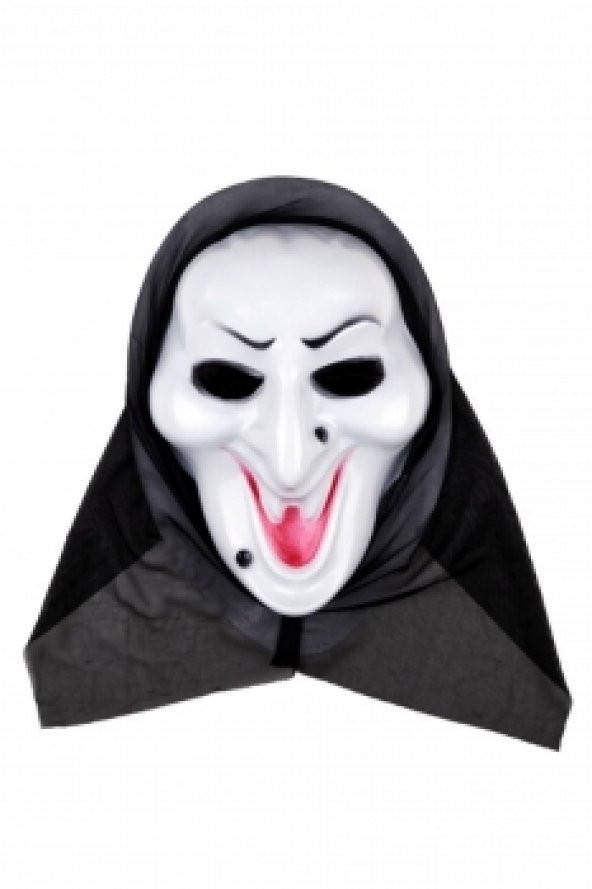 CADILAR BAYRAMI HALLOWEEN BEYAZ EKONOMİK CADI MASKE ürün görseli 1