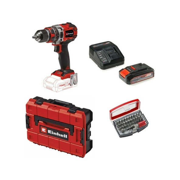 Einhell Tp-Cd 18/50 Li-I Bl Solo Akülü Vidalama Seti + 1 x 2.5 Ah Starter Kit (Bits Uç ve Çanta Dahil) ürün görseli 1
