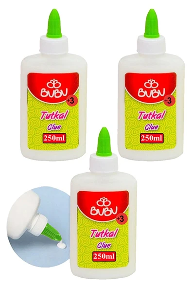 Beyaz Tutkal 250 ml 3 Adet Bubu Beyaz Mobilya Tutkalı 300 gr Ahşap Tutkalı Su Bazlı Çok Amaçlı Beyaz Tutkal ürün görseli 1