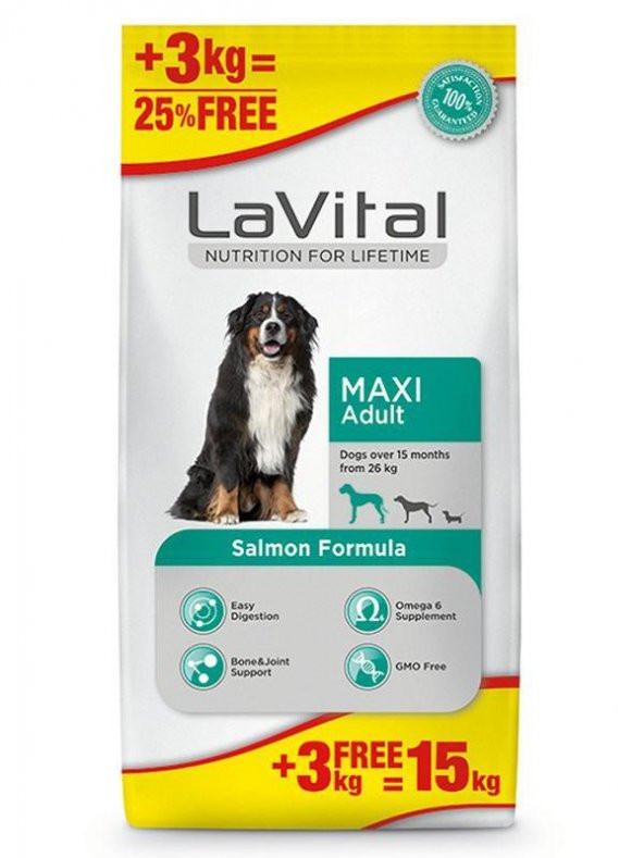 LaVital Somonlu Büyük Irk Yetişkin Köpek Maması 12+3 Kg ürün görseli 1