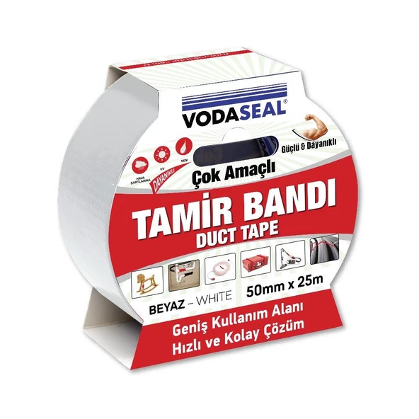 Vodaseal Duct Tape Çok Amaçlı Tamir Bandı 50mmx25mt  Beyaz ürün görseli 1