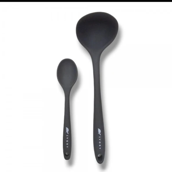 2'li silikon set  1 kepçe 1 kaşık (20cm) GRİ ürün görseli 1