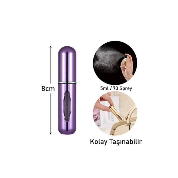 3'lü Doldurulabiir çantaya atmalık mini parfüm şişesi 5ml çok renkli ürün görseli 1