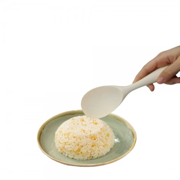 İvory silikon geniş pilav kaşığı (22.5cm beyaz ürün görseli 1