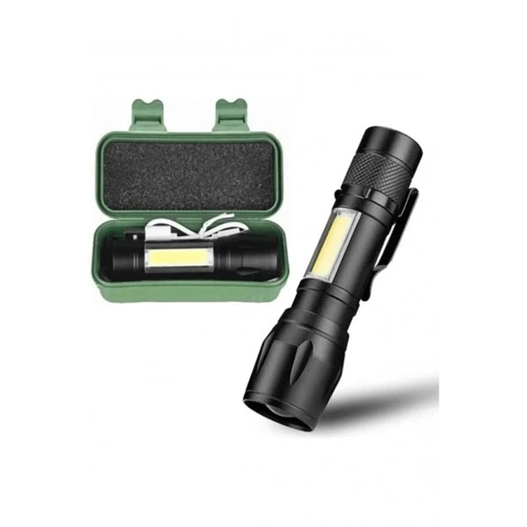 Ultra Güçlü 2500 Lumen 5w Cob Led Usb Şarjlı El Feneri Avcılık Feneri Kamp Feneri ürün görseli 1