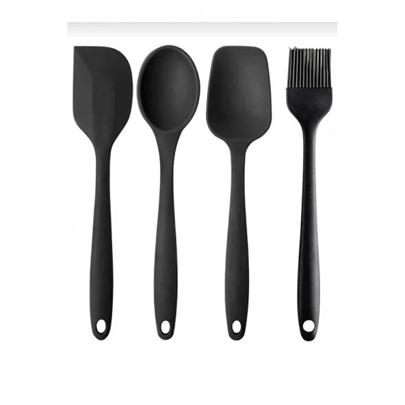 4'lü yanmaz yapışmaz silikon set spatula - kaşık - fırça - silikon spatula - kaşık ürün görseli 1