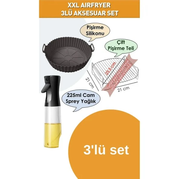 Airfrey set 3'lü silikon kab-pişirme teli-sprey yağdanlık- ürün görseli 1