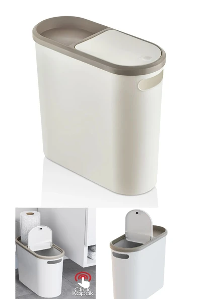 Click Krem 10 Lt Çöp Kovası , Mutfak, Banyo, Tuvalet Çöp Kutusu Tuvalet Kağıdı Hazneli ürün görseli 1